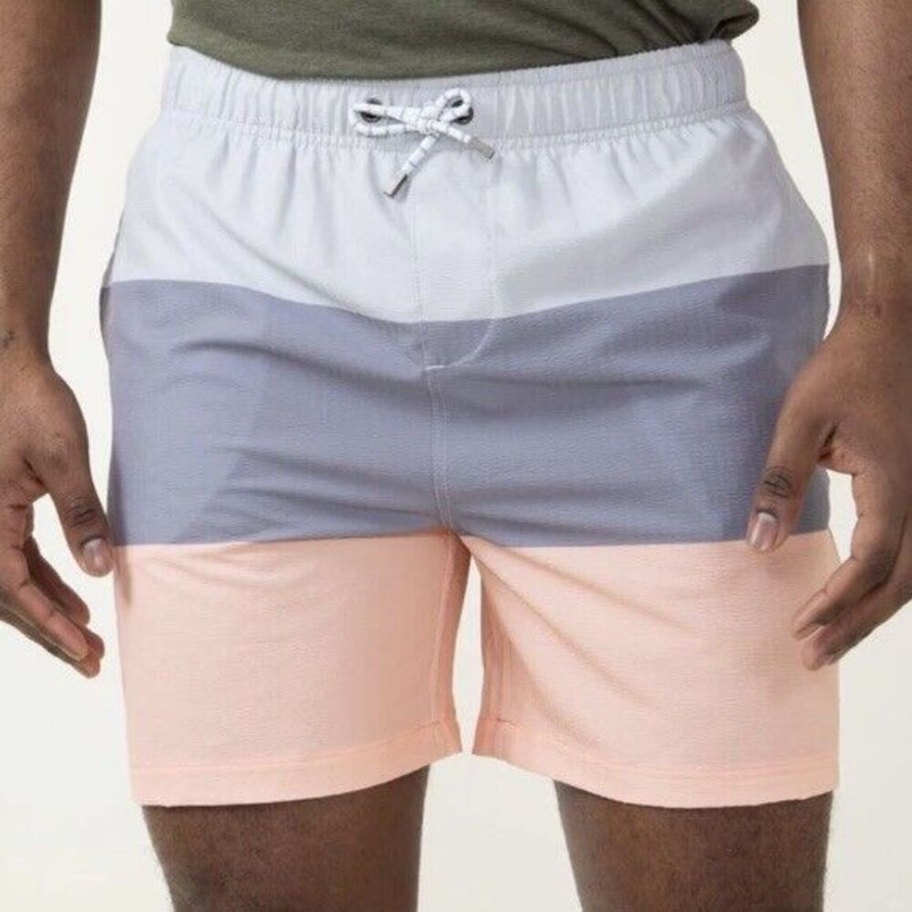 NWT‎ Simply Southern Men's Tri-color Peach Gray Mesh Lined Swim Shorts XL